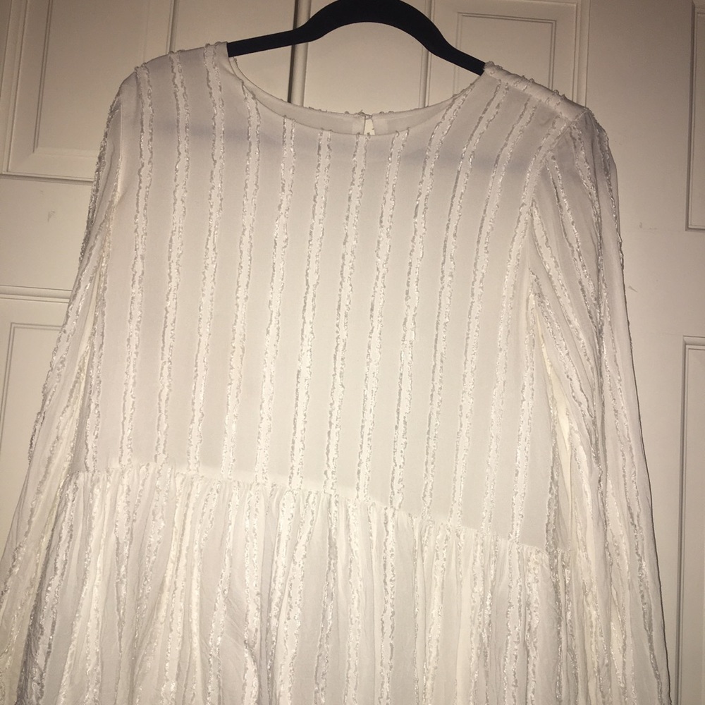 White frill long sleeve blouse medium LOFT brand